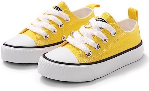 PATPAT Toddler Kid Boys and Girls Slip On Sneakers, Toddler Sneakers Little Kid Big Kid Shoes Canvas Sneaker Toddler Shoes, Yellow, 10 Little Kid