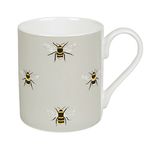 Sophie Allport - Bees Mug, Fine Bone China, Pale Green with Bee Design, Gift Box, Dishwasher Safe (Standard Size, 275ml)