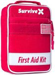 SurviveX Small First Aid Kit for Car, Travel & Home - Emergency Kit for Hiking, Camping, Backpacking and Outdoor Adventures - Includes Zip Stitch Wound Closure Strips