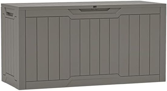 YITAHOME 80 Gallon Resin Deck Box, Outdoor Lockable Storage Box for Patio Furniture, Waterproof Patio Deck Box for Cushions, Pool Supplies, Sports Equipment and Garden Tools, Taupe