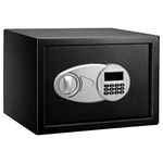 Amazon Basics Steel Security Safe with Digital Keypad - Secure Money, Cash, Jewelry, ID Documents, 14 Litres, 35 cm W x 35 cm D x 25 cm H, Black