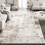 Area Rug Living Room Rugs: 8x10 Indoor Soft Fluffy Rug Abstract Carpet for Bedroom Kitchen Dining Room Floor Washable Plush Throw Large Accent Rug Home Office Nursery Decor - Beige