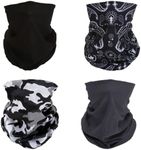 SMEHCF 4 Multipurpose Bandanas for Women Men Headband Balaclava Hair Head Scarf Face Half Airsoft Paintball Mask Neck Gaiters Breathable Reusable Washable Camo Cashew Flower Black Grey