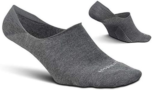 Feetures Everyday Light Cushion Invisible Sock for Men - Anti-Slip Sock Liner with Targeted Compression - Gray, M (1 Pair)