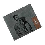 Personalised Wallet for Men, Custom Photo Wallet with RFID Blocking Card for Men Father’s Day Gift (Grey)