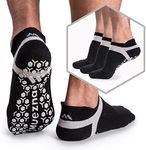 Muezna Men's Non Slip Yoga Socks, Anti-Skid Pilates, Barre, Bikram Fitness Hospital Slipper Socks with Grips, Size 5-13