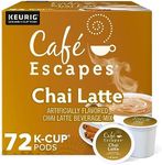 Cafe Escapes, Chai Latte Tea Beverage, Single-Serve Keurig K-Cup Pods, 72 Count (3 Boxes of 24 Pods)