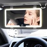 WOQSWEL Car Sun Visor Vanity Mirror, Big Led Car Mirror with 3 Light Modes & 80 LEDs, Rechargeable Car Makeup Mirror, Dimmable Touch Control, Universal Car Light Up Vanity Rechargeable Mirror