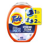 Tide Hygienic Clean Heavy 10x Duty Power PODS Laundry Detergent Pacs, Original Scent, For Visible and Invisible Dirt, 45 Count