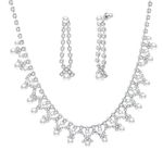 Aleasha Diamond Jewelry Set Silver Cubic Zirconia Choker Necklace Earring Set Women Wedding Bride Gift 37cm