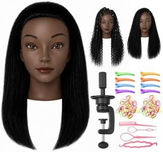18 Inch 100% Real Hair Mannequin Head Human Hair Cosmetology Doll Head for Hairdresser Practice Braiding Hairstyling with Clamp Stand