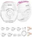 Bocom Breast Pump, Hands Free Wearable Breast Pump, Portable Electric Breastfeeding Pump with 19mm/21mm/24mm/27mm Flange, 3 Modes & 8 Levels, Smart Display, 2 Pack