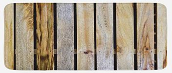 Ambesonne Rustic Kitchen Mat, Vintage Timber Fence of Country Rough Rural House Cabin Village Mother Earth Nature Print, Plush Decorative Kitchen Mat with Non Slip Backing, 47" X 19", Brown