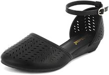 MaxMuxun Women's Ankle Strap Cage Closed Toe Flat Sandals Black Size 8