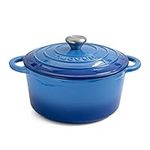 Cast Iron Pot with Lid – Non-Stick Ovenproof Enamelled Casserole Pot – Sturdy Dutch Oven Cookware – Orange, 4.7L, 24cm – by Nuovva