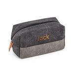 Weddingstar Customizable Men's Travel Toiletry Bag - Black & Gray Canvas