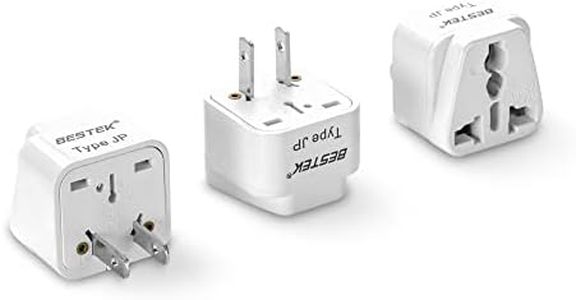 BESTEK Japan Travel Plug Adapter, Grounded Universal Type A Plug Adapter JP to US Adapter - Ultra Compact for US, Japan, China Phones, Laptops, Camera Chargers and More, 3 Pack