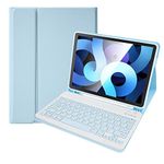 Lively Life Bluetooth Keyboard for iPad Air 6th (M2) 2024/iPad Air 5th /4th 10.9"/iPad Pro 11 inch 2018-2022, Protective Case with Detachable Keyboard, Built-in Pen Holder - Blue