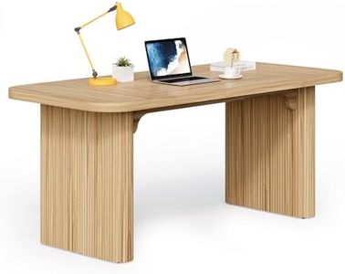 LITTLE TREE 62-Inch Home Office Computer Desk, Large Writing Desk with Textured Double Base, 5 ft Conference Meeting Seminar Table for Office