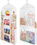 Hanging Gift Wrapping Paper Storage, 48x24 (Extra Large) White Double-Sided Christmas Wrapper Bag Container, Oxford Long Craft Roll Organizer, Present Wrap Holder for Closet, Door