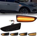 OZ-LAMPE Turn Signal Light for V-auxhall Ope-l Astra J Astra J K Zafira C Insignia B Grandland X, 2835 SMD LED Error Free Dynamic Side Indicator, Flowing Side Marker Repeater, Black Smoked Lens