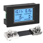 KETOTEK Ammeter Voltmeter Digital DC 6.5V~100V 100A Volt Amp Watt KWh Meter Gauge LCD Display Panel with Shunt, Current Voltage Power Energy Monitor Tester Multimeter