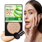 Mushroom Head Air Cushion CC Cream, Aloe Vera Gel Liquid Foundation, BB Cream, CC Cream Foundation Concealer, Lasting Nude Makeup Moisturizing Brightening Pigment Liquid Foundation, Base Primer (Natural)