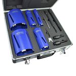 Faithfull FAIDCKIT11 11 Piece Diamond Core Drill Kit in Case. Includes: 38, 52, 65, 117 & 127mm Cores