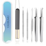 YANBUMU Pimple popper tool kit, blackhead Remover Tweezers tools, black head remover for face, Professional 304 Stainless blackhead tweezers Comedone extractor, Treatment for Whitehead Popping, Zit