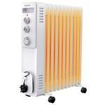 Emperial Oil Filled Radiator 11 Fins, Electric Radiator - Portable 2500W Oil Heater with Built-in 24 Hour Timer, 3 Heat Settings, Adjustable Thermostat & Safety Cut-Off