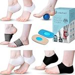 Plantar Fasciitis Relief, Silicone Gel Heel Protectors, Heel Cups for Heel pain & Heel Spur Relief, Cushioned Arch Support Sleeves, Spiky Plantar Fasciitis Ball for Massage (11 Pieces/Pack)