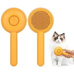 Cat Grooming Brush, Pet Hair Cleaner Combing Brush, Self Cleaning Cat Brush for Shedding, Cat Hair Brush Pet Massage Brushes for Cats Dogs (Orange)