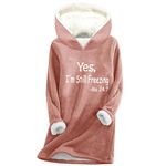 AMhomely Yes I'm Still Freezing Sweatshirts for Women Casual Hoodies Winter Warm Fuzzy Pullover Sherpa Lined Fleece Jumper Sweatshirt Soft Cozy Sweater Tops Thermal Underwear Loungewear Pink