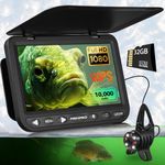 FishPRO [2024 Upgrade] 7'' Underwater Fishing Camera [HD 1080P] w/DVR -32GB, [Easy Plug & Play] Ice Fishing Camera Underwater, 10,000mAh, USB-C, IR & LED for Dark, Portable Ice Fishing Fish Finder