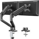 ELIVED Dual Monitor Arm Adjustable Gas Powered Ergonomic PC Monitor Stand for Most 13-32 Inch Monitors with VESA 75x75/100x100, with C-Clamp and Grommet Base, Gas Spring Monitor Arm EV005