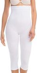 Farmacell Capri Leggings for Women Made in Italy - Tummy Control Shapewear - Anti Cellulite Massage Slimming Underwear - 323 (White, XL-XXL)