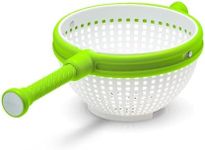 Dreamfarm Spina | Easy-To-Use Salad Spinner | Non-Scratch, Nylon Spinning Colander | Lettuce Spinner | Colander with Collapsible Handle | White & Green