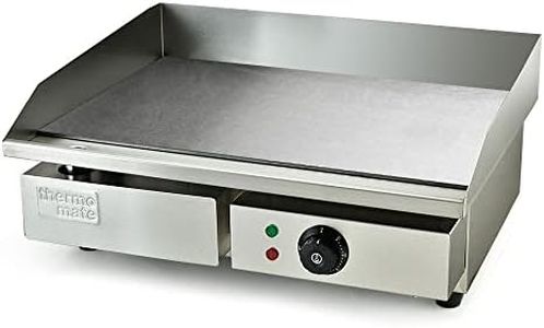 "Thermomate Commercial Electric Griddle, 2400W Stainless Steel 55x35cm Countertop"