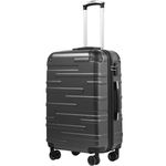 COOLIFE Hard Shell Suitcase with TSA Lock and 4 Spinner Wheels Lightweight Durable (Grey, M(67cm 60L))