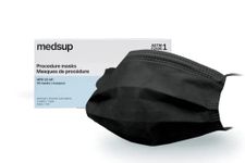 MedSup Canada 50pcs/Pack Black Disposable General - Purpose Face Masks, Test: ASTM F2100 Level 1 Non-medical Civilian Use, 3 Ply Layer, Breathable Stretchable Elastic Ear Loops, Black