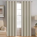 H.VERSAILTEX Blackout Curtains 2 Panels for Bedroom Light Blocking Room Darkening Curtain Drapes for Living Room, Thermal Insulated Grommet Top, Each 52 by 84 Inch, Cream, Sold Pair