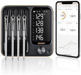 4-Probe WiFi Wireless Meat Thermometer with 360°Readable LCD Standalone Base, WiFi and Bluetooth 5.3 Unlimited Range, IPX8 Waterproof Food Kitchen Thermoemter for BBQ, Grill, Smoker, Oven, Rotisserie