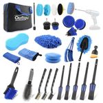 Outigu Car Cleaning Kit, 30 Piece Car Detaling Kit, Drill Brush, Auto Detail Brush Set, Car Cleaning Products for Dirty Rim Washing, Interior, Exterior, Leather, Dashboard, Vents