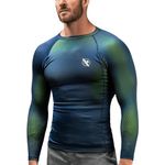 Hayabusa Fusion Long Sleeve Jiu Jitsu Rashguard - Blue/Green, X-Large