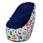 AHC Baby Bean Bag with Safety Belt in Family Print | No Leather No Rexine Used (Navy, with Beans)