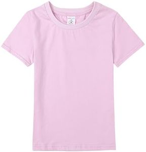 COSLAND Soft Cotton Kids Plain Tshirts Boys & Girls Short Sleeve Shirt, Light Purple, Size X-Small