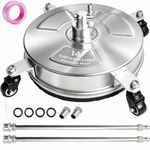 Hourleey 14" Pressure Washer Surface Cleaner, Stainless Steel Surface Cleaner with 4 Wheels for Concrete, Patio, Sidewalk, Deck, Pathway 1/4" Quick Connector, 2 Extension Wand, 4000 PSI