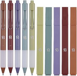 BLIEVE - Aesthetic Highlighters and Gel Pens With Soft Ink And Tip, Bible Highlighters and Pens No Bleed, Dry Fast Easy to Hold, for Bible Journaling Planner Notes School Supplies (Earthy)