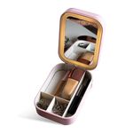 THEINDROLLER LED Makeup Box with Smart Mirror: Rechargeable, Multi-Color Lighting, and Compact Travel Design & Storage, Jewellery & Cosmetic Box (Pink)