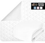 Gorilla Grip Washable Bed Pads for Incontinence, Leak Proof Slip Resistant Pee Pad Protector, 52x34, Absorbs 8 Cups, Soft Mattress Protection Chux for Enuresis Bedwetting, Adults, Elderly, Kids, White